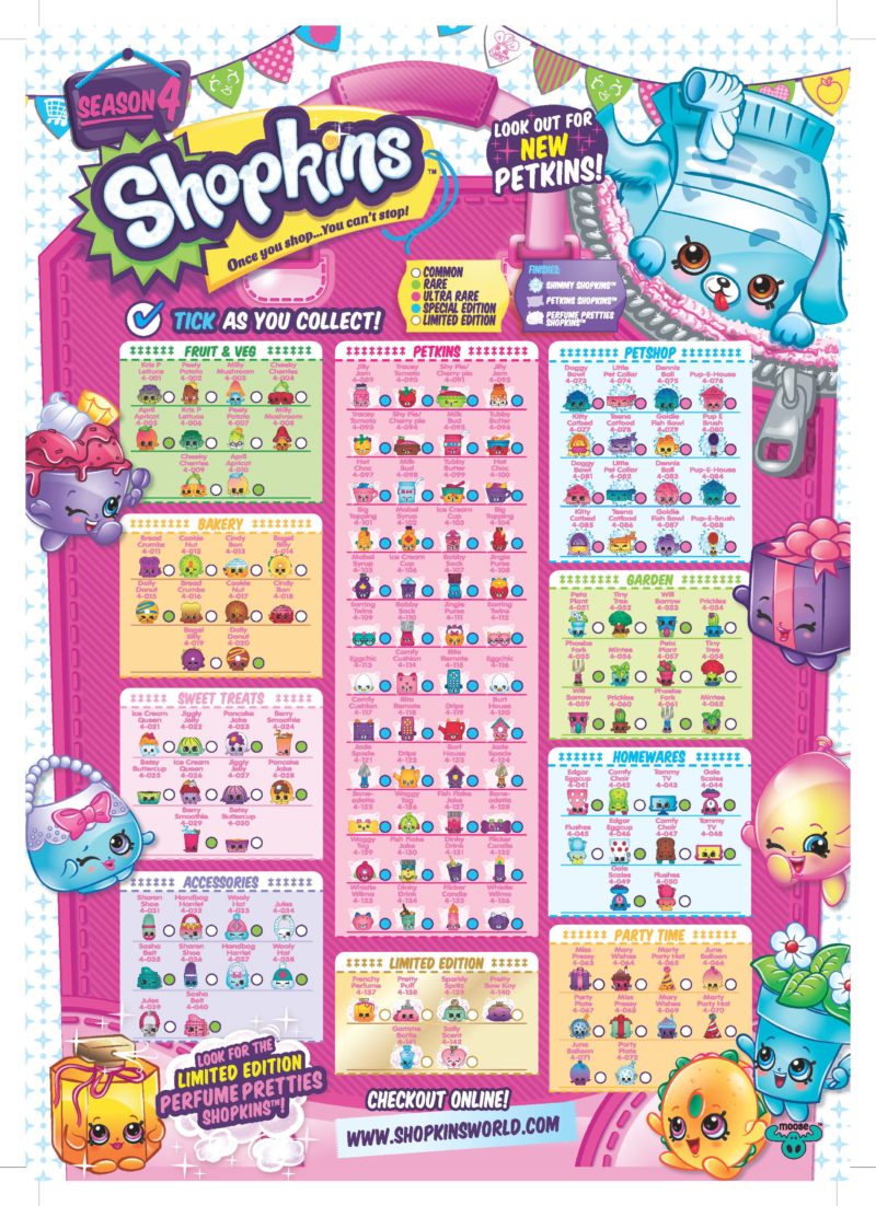 Shopkins Season 4 Collectors Guide Checklist Made by A Princess
